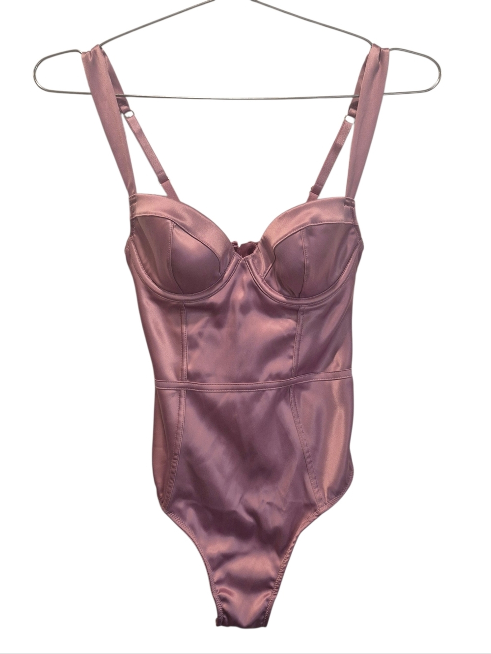 Victoria's Secret 32B Dream Angels Satin Bodysuit Teddy Lilac Pink Lingerie